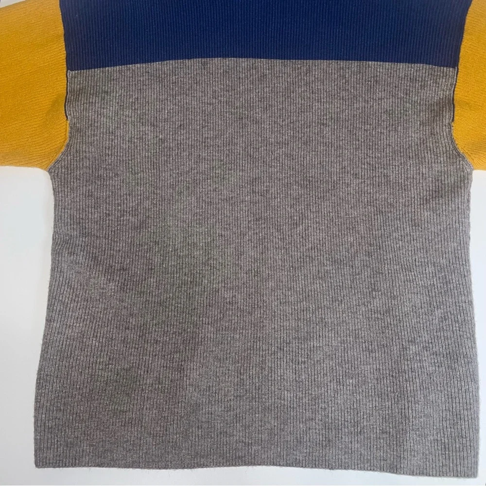 Free People Softly Structured Blue Gold Gray ColorBlock Turtleneck Sweater Sz XS